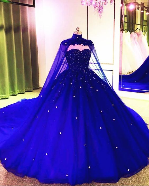 Royal Blue Tulle Ball Gown Prom Dress ...